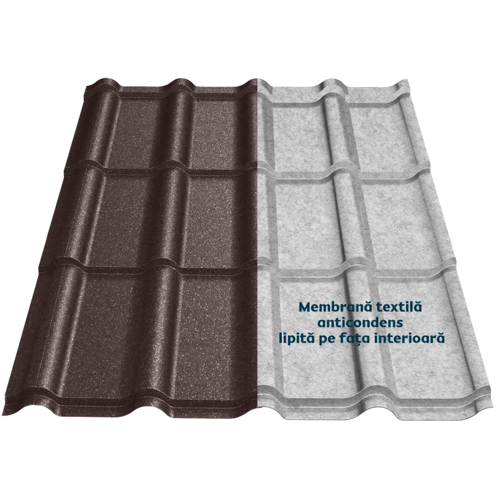 Țiglă metalică Bello Smart Caretta – Finisaj Briliant Duo RAL 8019