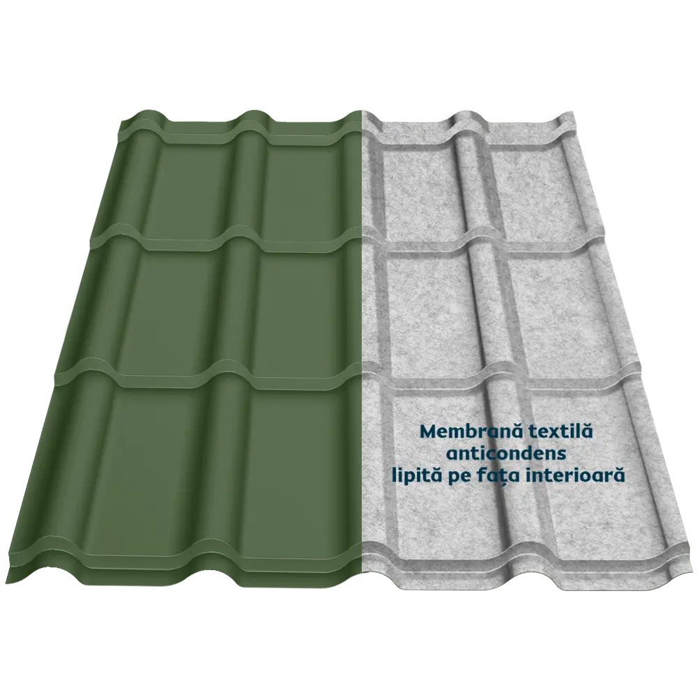 Țiglă metalică Bello Smart Caretta – Finisaj Fresco RAL 6020