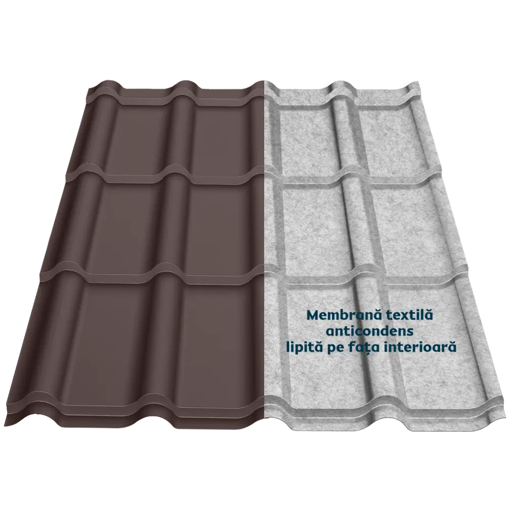 Țiglă metalică Bello Smart Caretta – Finisaj Fresco RAL 8019