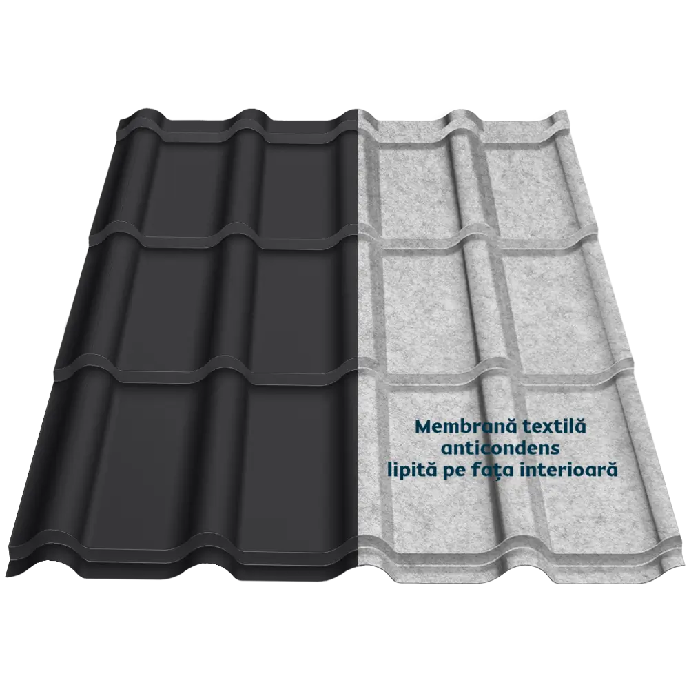 Țiglă metalică Bello Smart Caretta – Finisaj Fresco RAL 9005